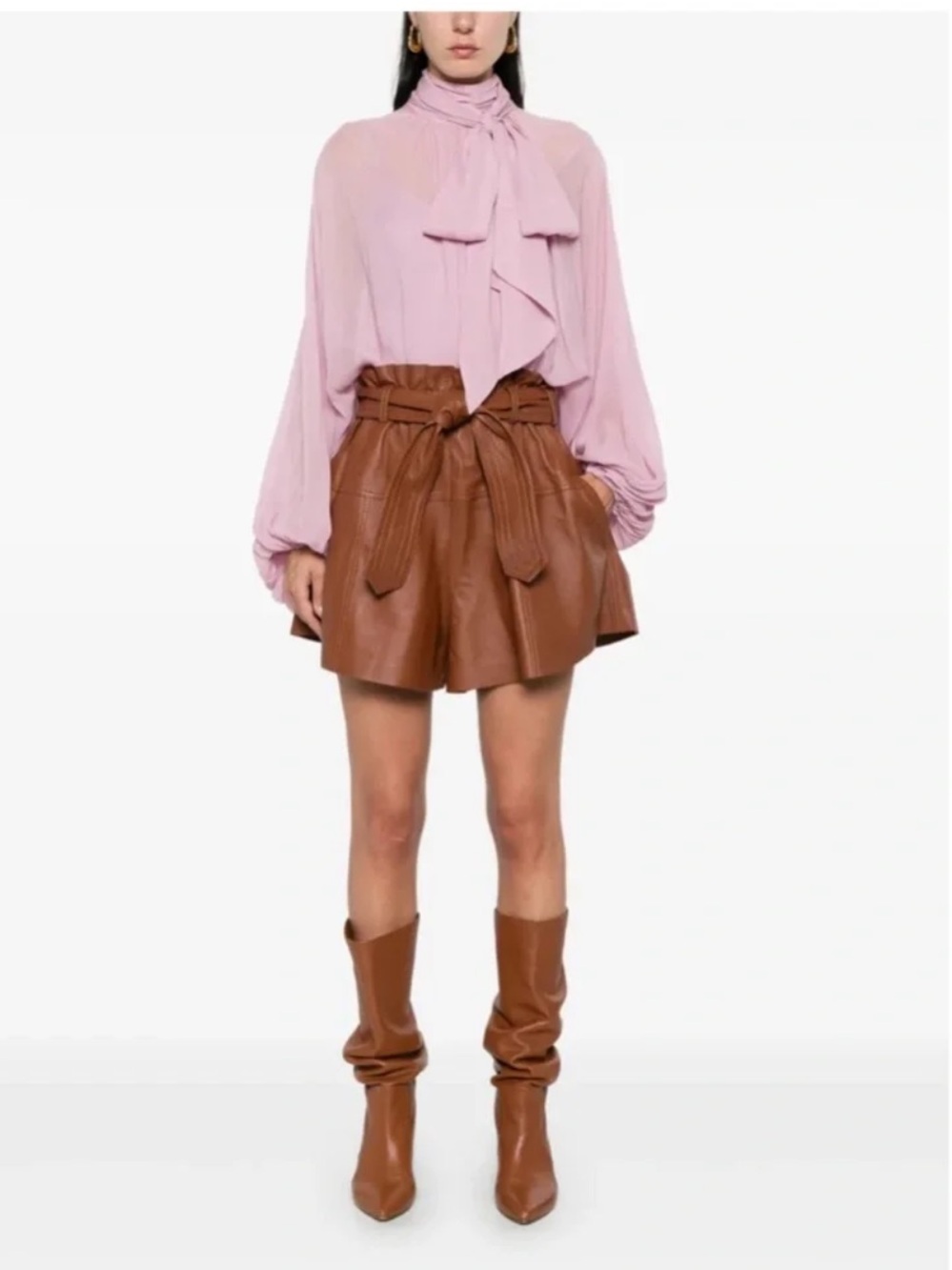 Zimmermann High-Waist lamb skin Paperbag Skirt - Picture 3 of 5